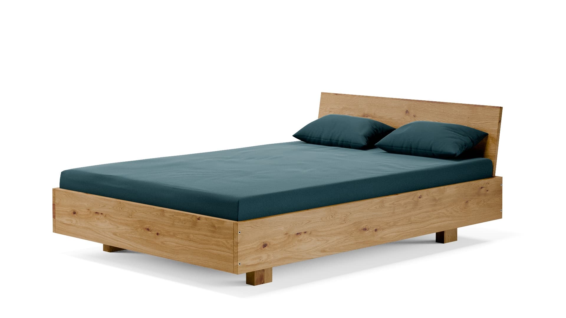 Dielenbett Wildeiche Massivholz 140x200 cm